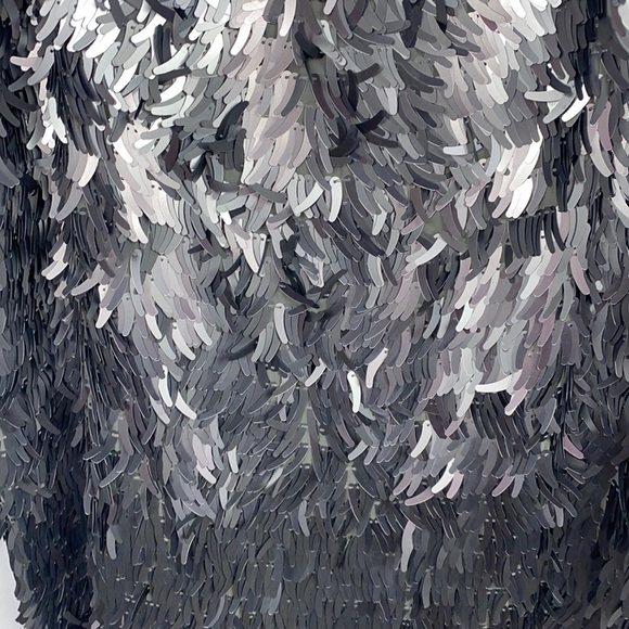 Zara ZW Collection NWT Short Sequinned Dress Silver - Size S - Picture 9 of 15